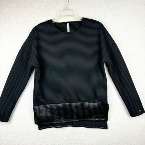 Fabletics Bre Long-Sleeve Tunic Top Sweatshirt Textured Faux Leather Look Size L - Picture 4 of 15